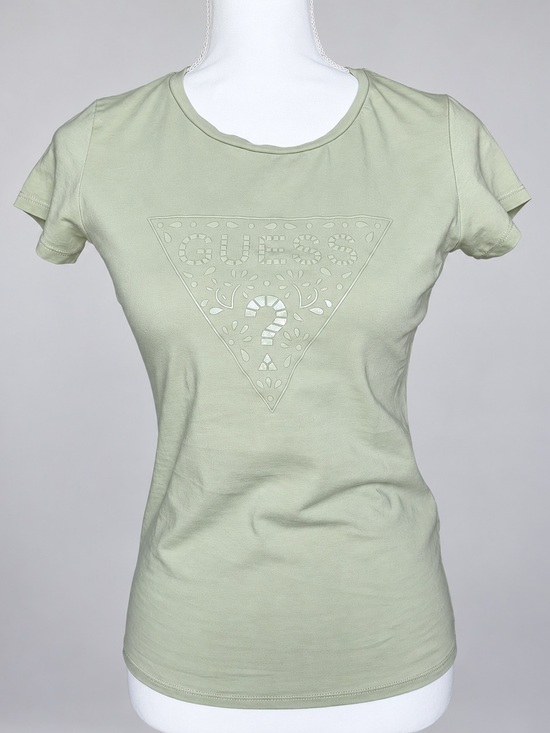 Guess Tops - GUESS Los Angeles Sage Green Tonal Logo Tee Size M